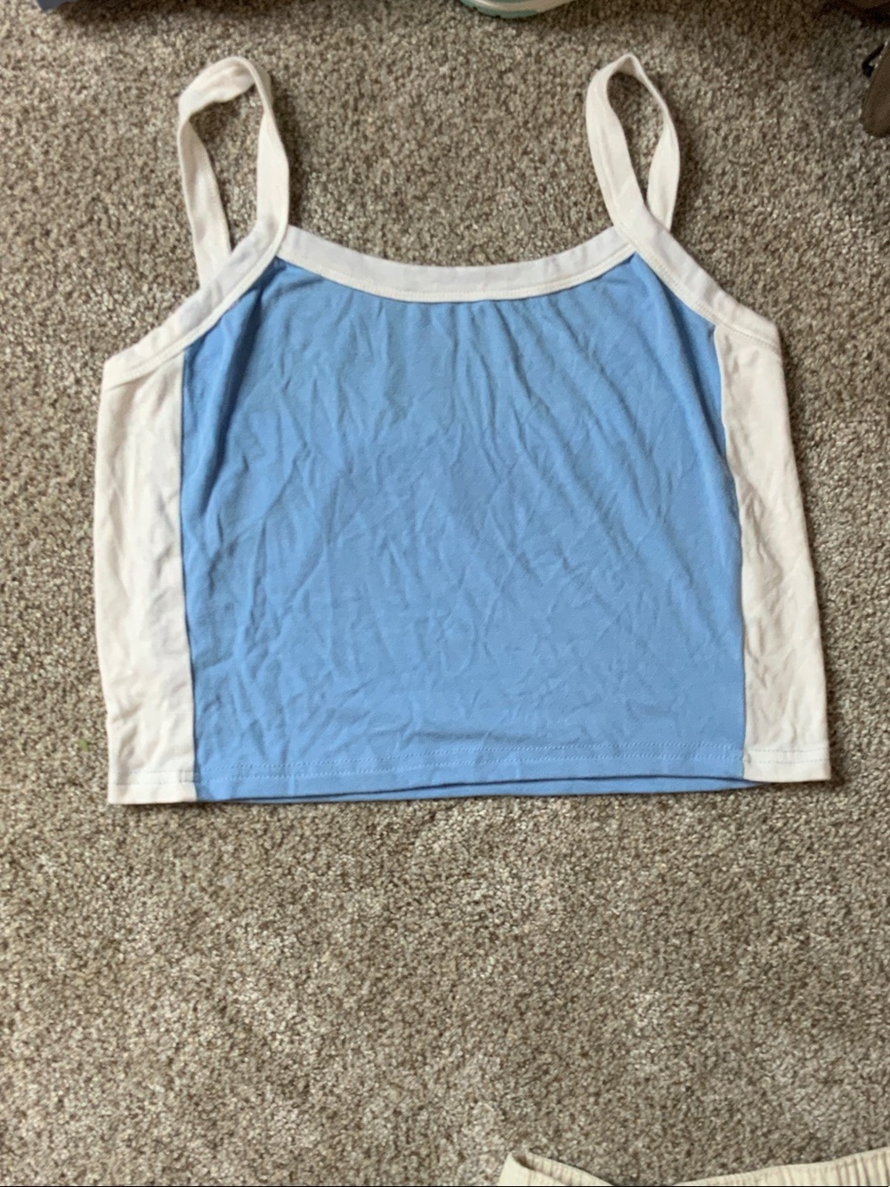 Light Blue & Cream Cropped Tank Top